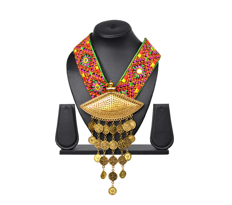 Golden Oxidised Pendant Necklace for Women and Girls-UFH304