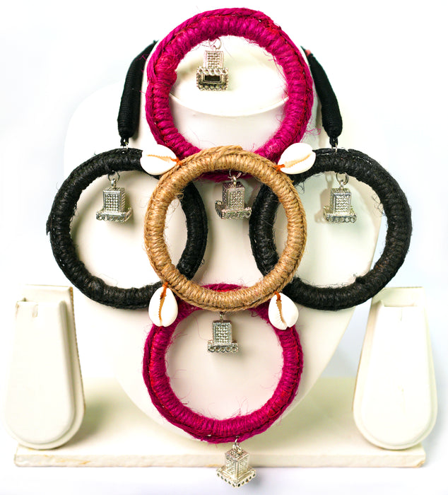 Multicolored Handmade Stylish Jute Bangles Necklace For Women & Girls-UFH06