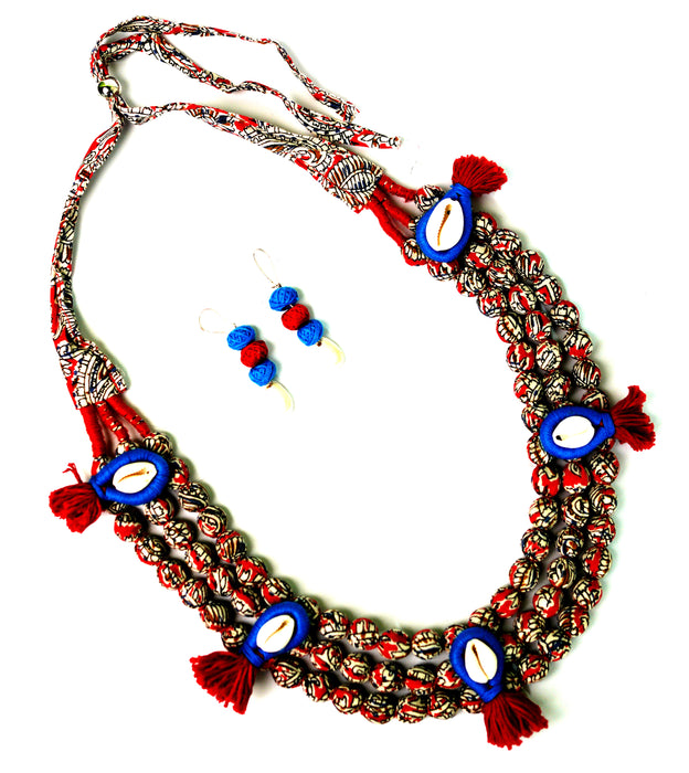 Exclusive Handcrafted Kalamkari 3 Layer Necklace Set for Women and Girls (Kori Necklace Set)-UFH72