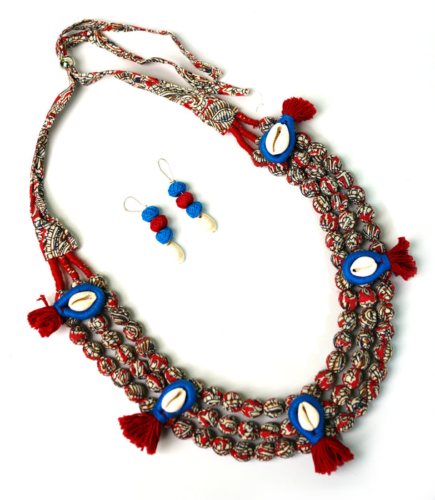 Exclusive Handcrafted Kalamkari 3 Layer Necklace Set for Women and Girls (Kori Necklace Set)-UFH72