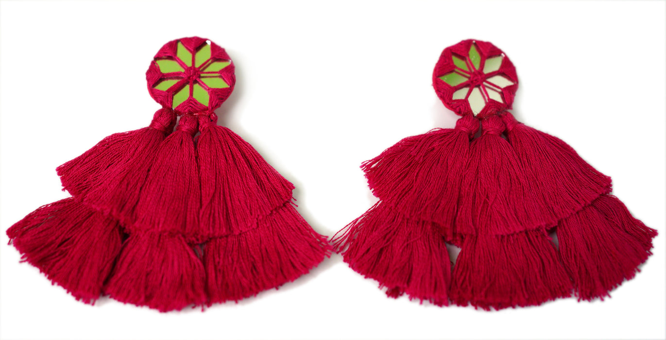 Handmade Embroidery Tassel Earrings For Women and Girls-UFH58