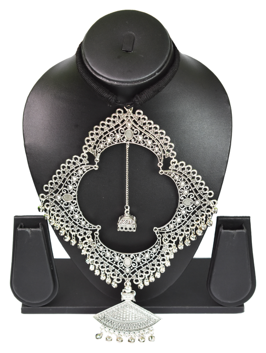 German Silver Oxidized Handmade Boho Design Choker Necklace for Women and Girls-UFH171