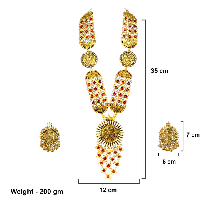 Golden Oxidised Pendant Design Necklace Set for Women and Girls-RB209