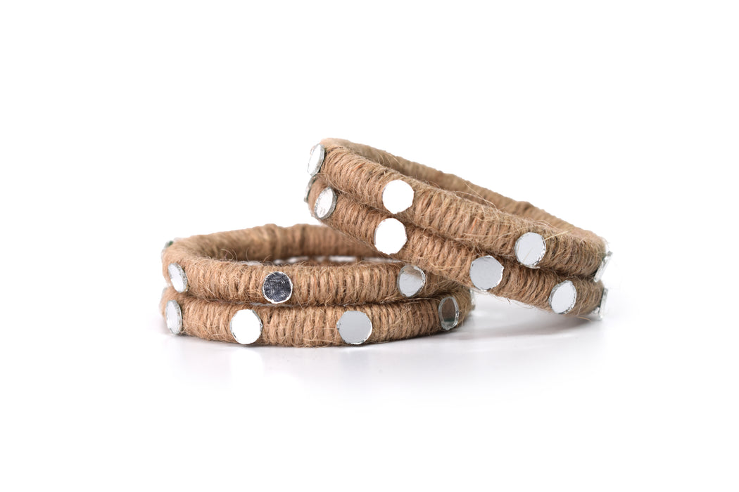 Handmade Stylish Jute Bangles Set with Mirror Work for Women and Girls (Set of 4)-RB338
