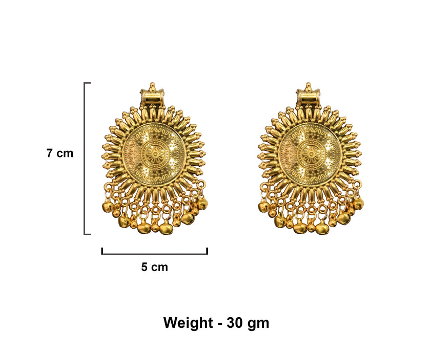 Golden Oxidised Stud Earrings for Women and Girls-RB351
