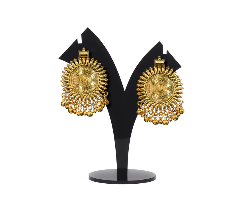 Golden Oxidised Stud Earrings for Women and Girls-RB351
