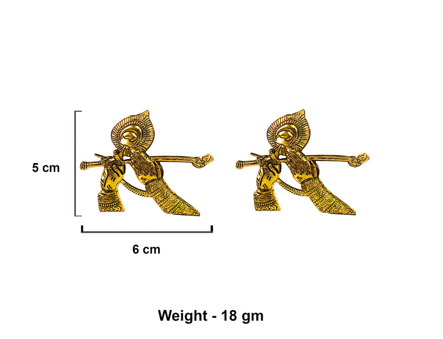 Golden Oxidised Krishna Mor Pankh Bansuri Design Stud Earrings for Women and Girls-RB362