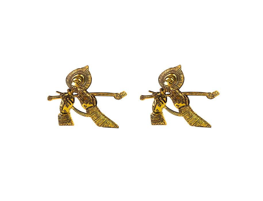 Golden Oxidised Krishna Mor Pankh Bansuri Design Stud Earrings for Women and Girls-RB362