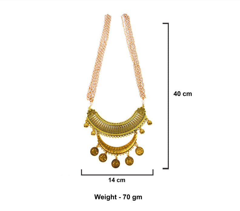 Golden Oxidised Long Moti Chain Necklace for Women and Girls-UFH113