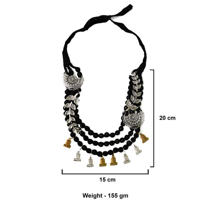 Handmade Silver and Golden Oxidized Fabric Necklace for Women & Girls-UFH141