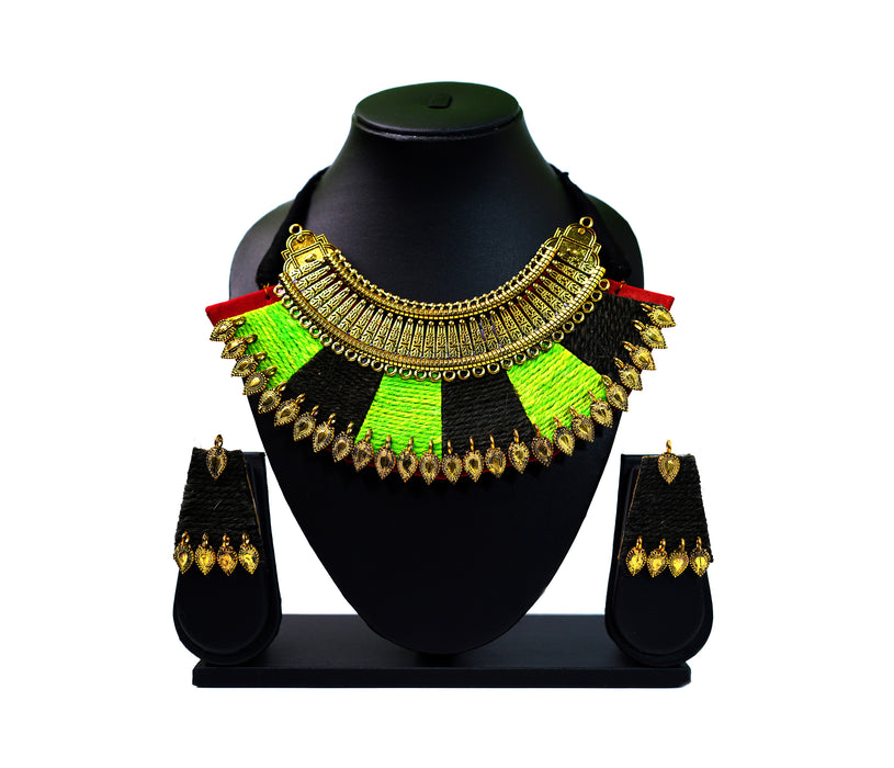 Oxidized Handmade Boho Design Choker Necklace Earring Set for Women and Girls-UFH150