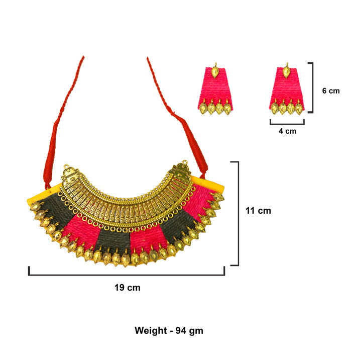 Oxidized Handmade Boho Design Choker Necklace Earring Set for Women and Girls-UFH150