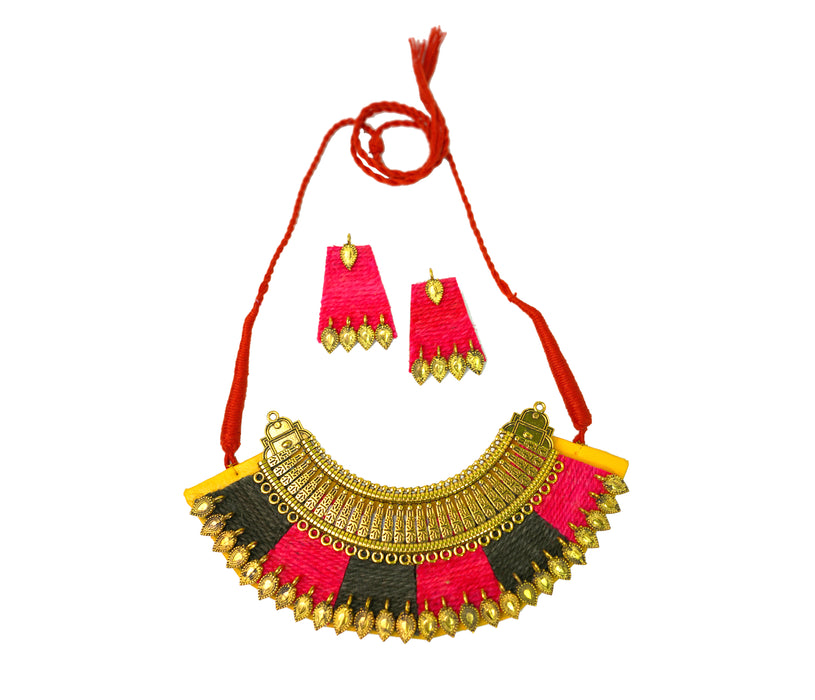 Oxidized Handmade Boho Design Choker Necklace Earring Set for Women and Girls-UFH150