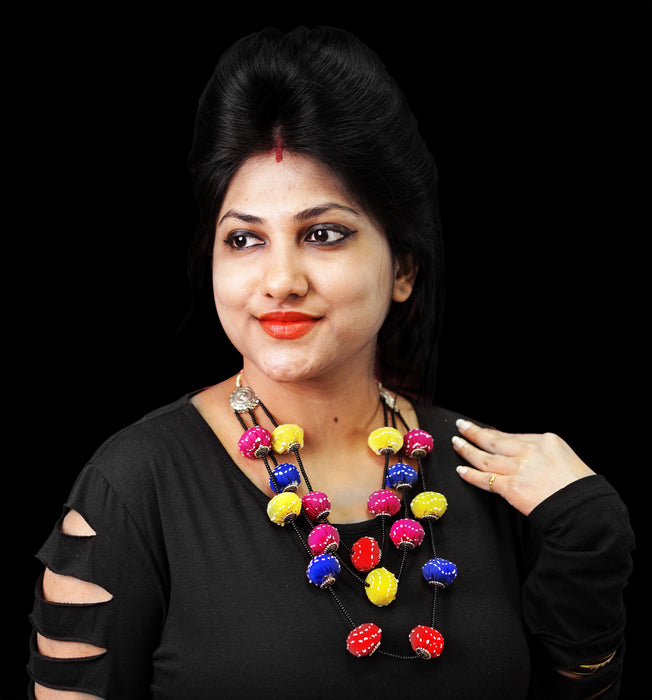 Handmade Stylish Designer Navratri Garba Necklace With Oxidised German Silver Charms for Women and Girls-UFH151