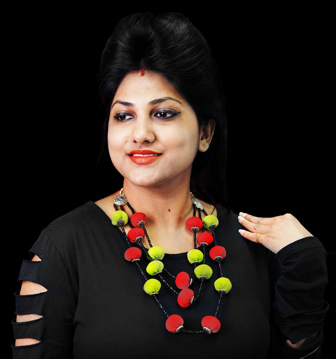 Handmade Stylish Designer Navratri Garba Necklace With Oxidised German Silver Charms for Women and Girls-UFH151