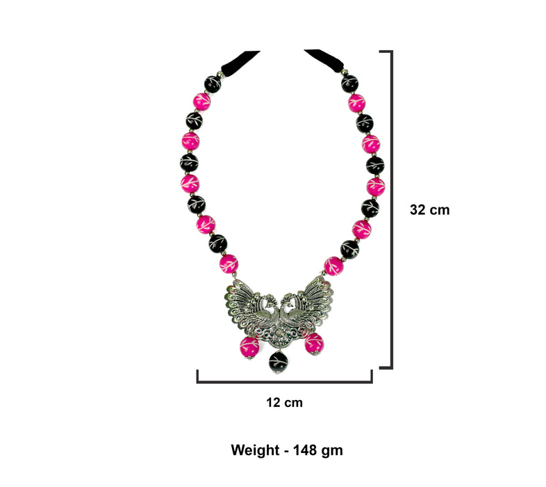 Oxidised Peacock Pendant Necklace for Women and Girls-UFH153