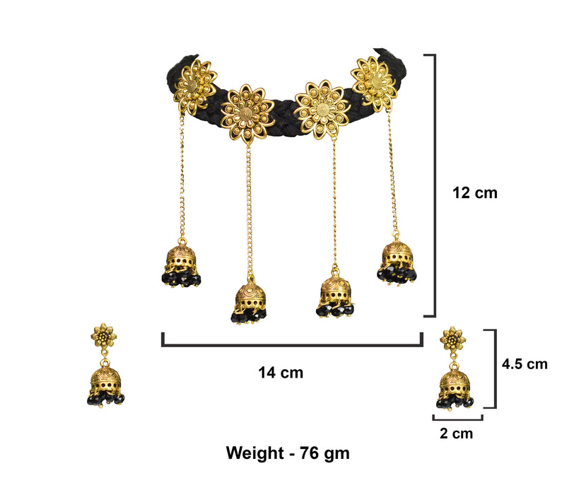 Golden Oxidised Handmade Choker Necklace Earring Set for Women and Girls-UFH203