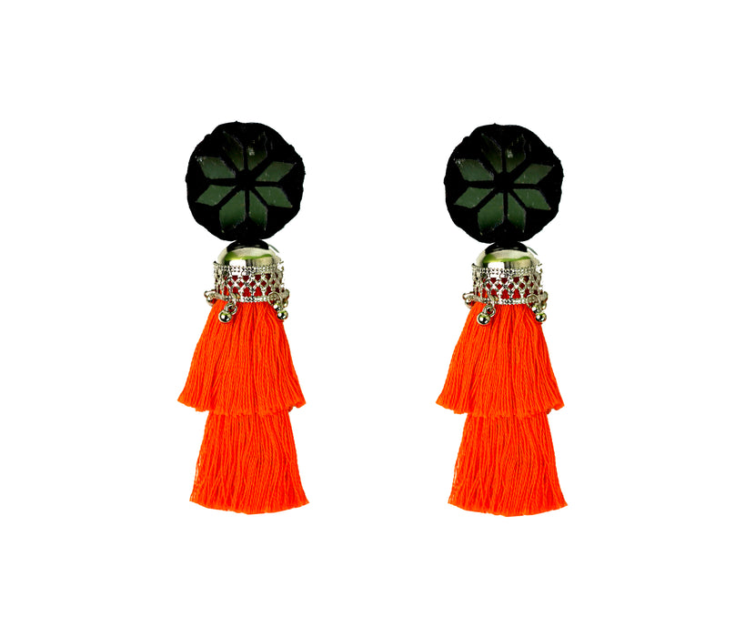 Handmade Embroidery Mirror Tassel Earrings for Girls and Women-UFH233