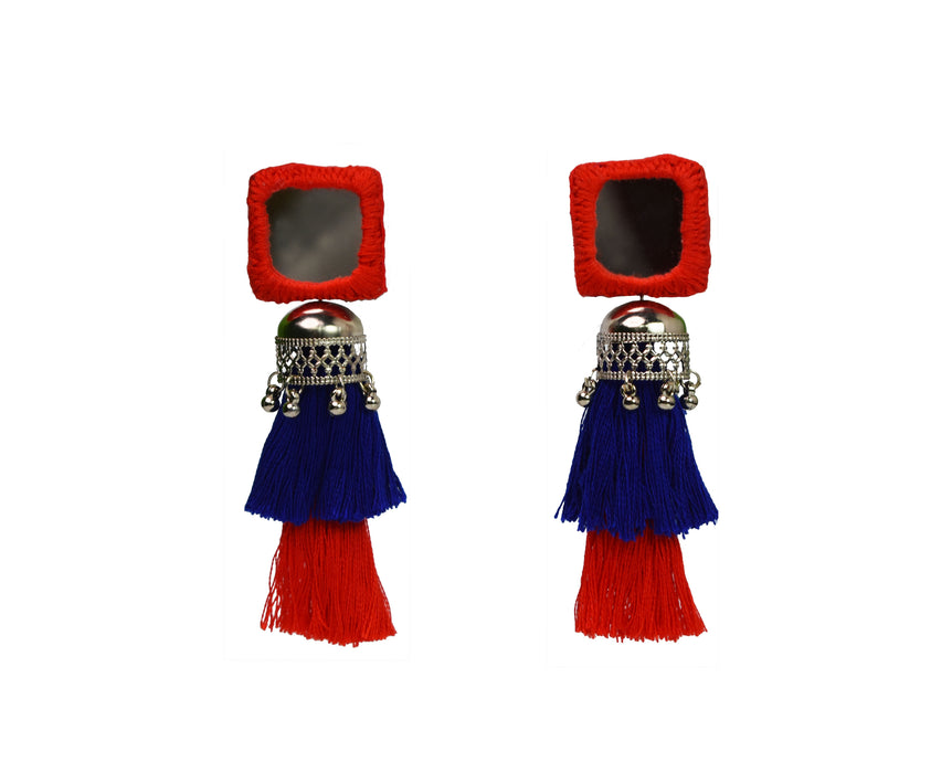 Handmade Embroidery Mirror Tassel Earrings for Girls and Women-UFH233