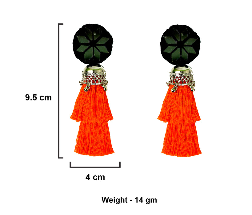 Handmade Embroidery Mirror Tassel Earrings for Girls and Women-UFH233