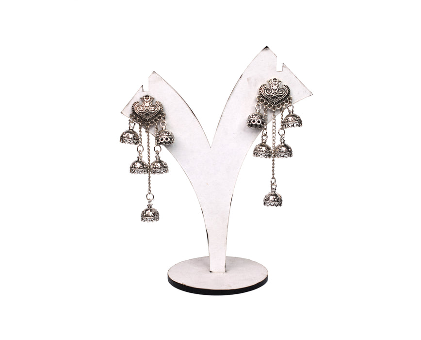 Oxidised Light Weight Jhumka Earrings for Women and Girls-UFH314