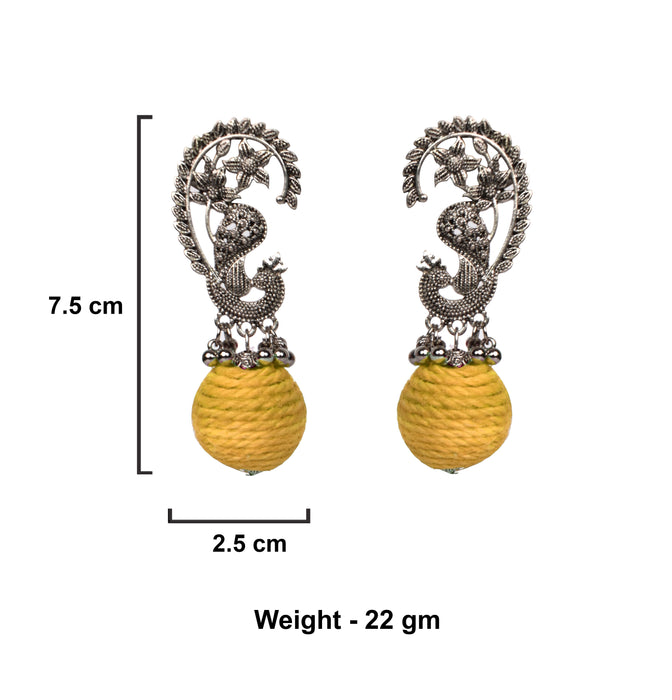 German Silver Oxidised Jute Ball Earrings for Women and Girls-UFH323
