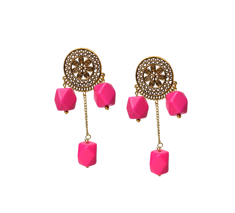 Golden Oxidised Chemical Beads Earrings for Women and Girls-UFH350