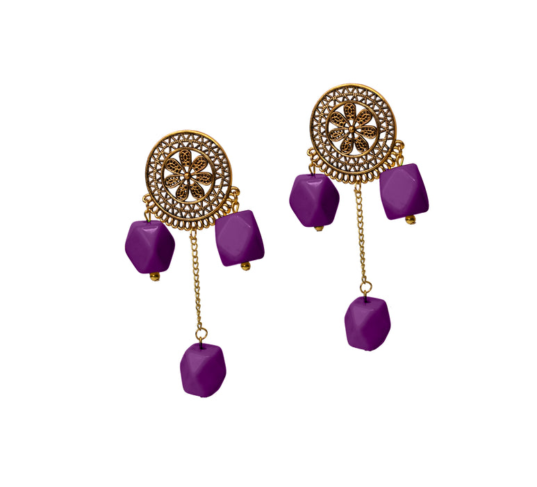 Golden Oxidised Chemical Beads Earrings for Women and Girls-UFH350