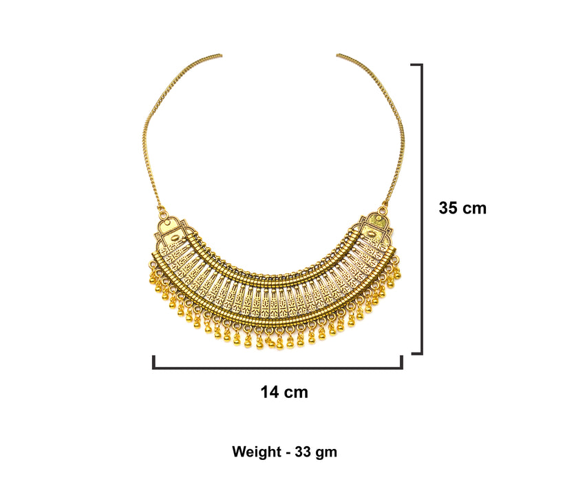 Golden Oxidized Long Chain Necklace for Women and Girls-UFH376
