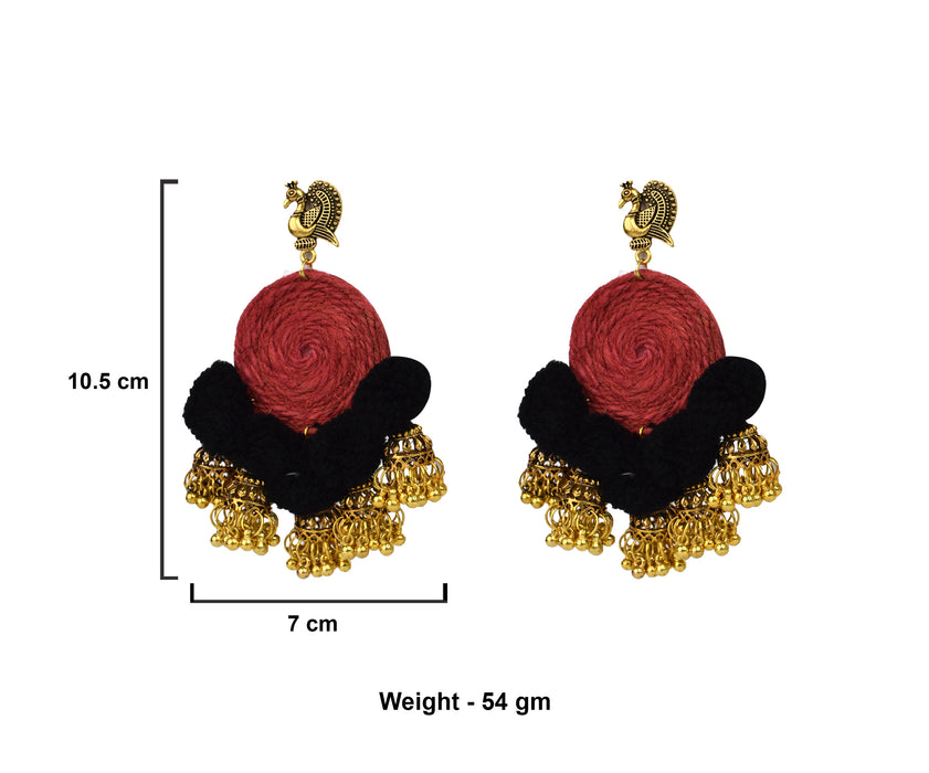 Handmade Golden Oxidised Jute Earrings for Women and Girls-UFH380