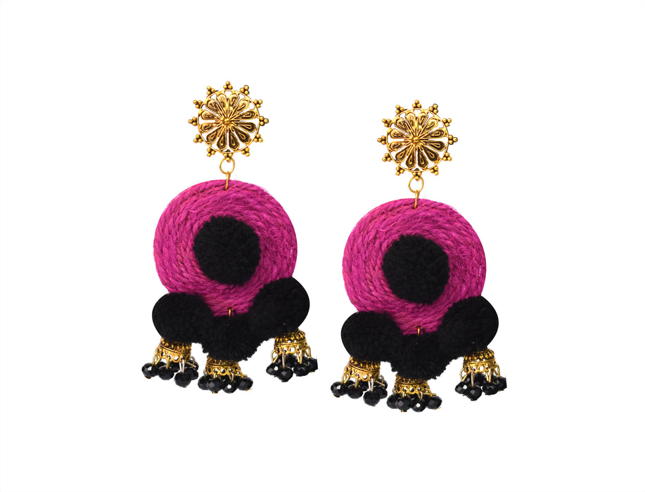 Handmade Golden Oxidised Jute Earrings for Women and Girls-UFH380