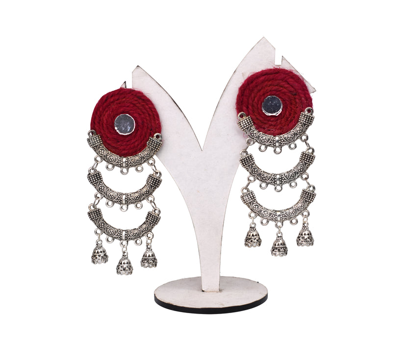 Silver Oxidised Jute Earrings for Women and Girls-UFH382