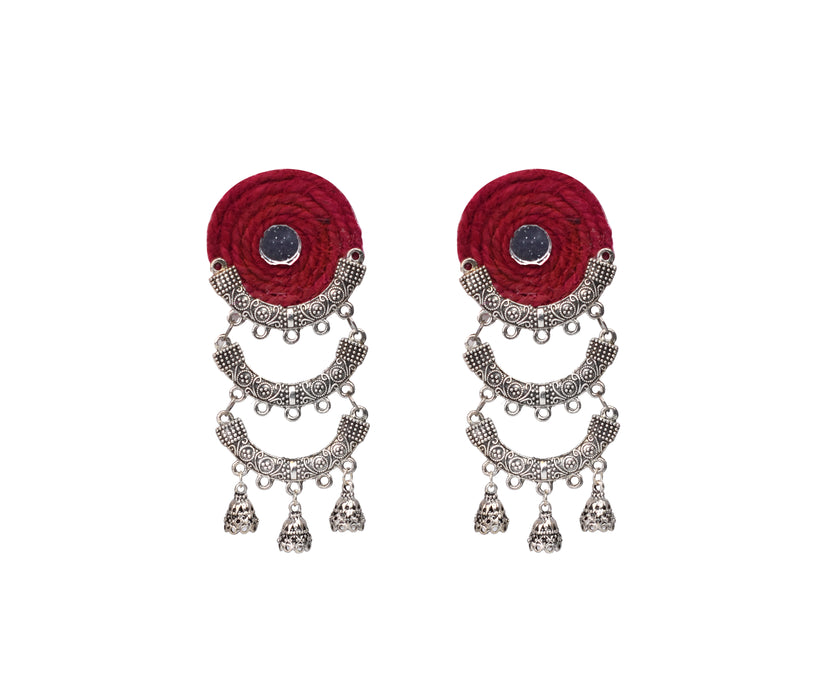 Silver Oxidised Jute Earrings for Women and Girls-UFH382