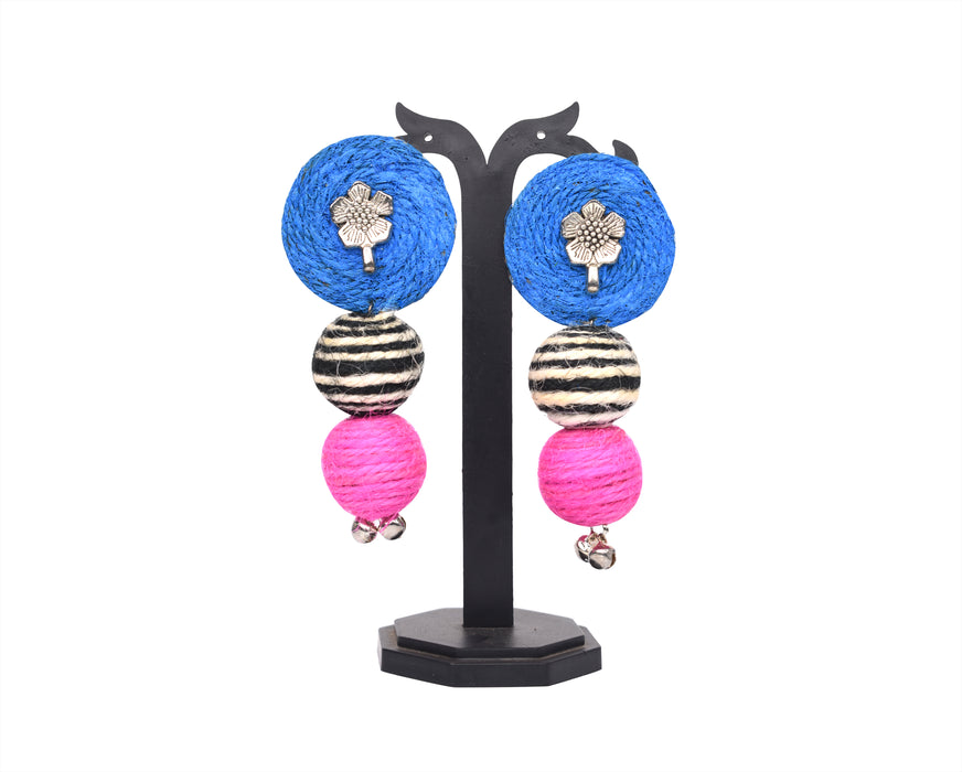 Handmade Silver Oxidised Jute Earrings for Women and Girls-UFH386