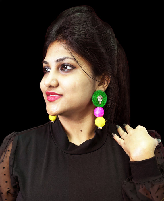 Handmade Silver Oxidised Jute Earrings for Women and Girls-UFH386