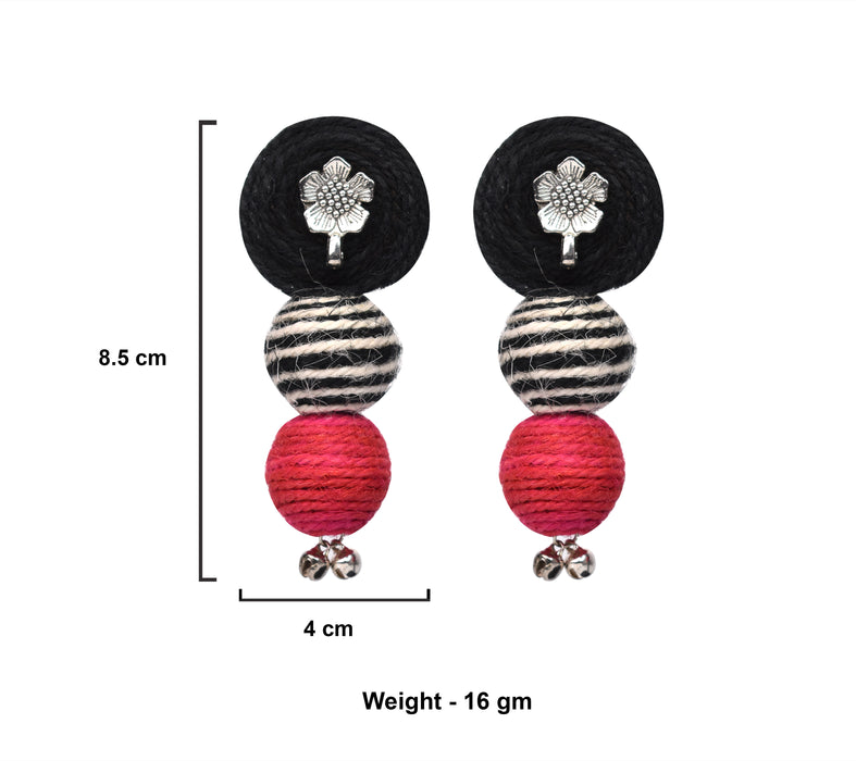 Handmade Silver Oxidised Jute Earrings for Women and Girls-UFH386