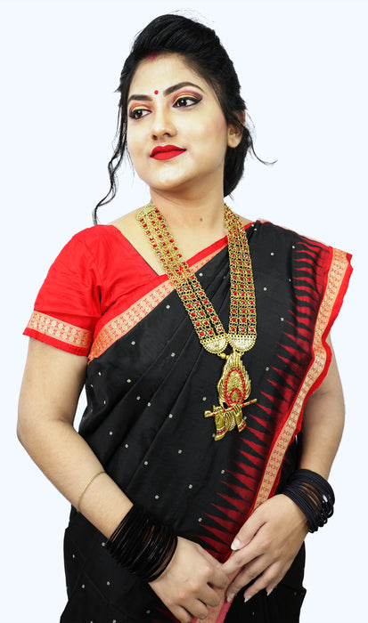 Golden Oxidised Krishna Mor Pankh Bansuri Pendant Design Necklace for Women and Girls-UFH387