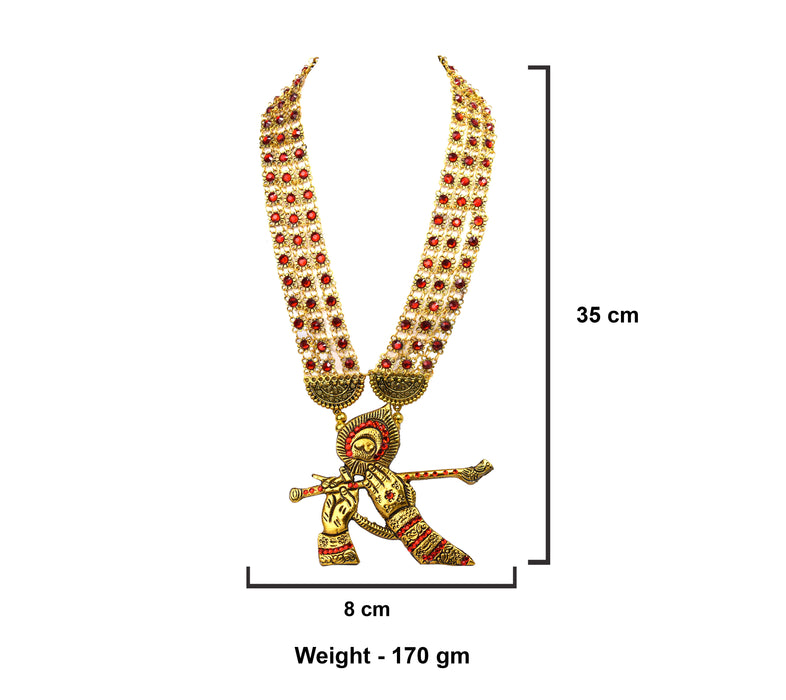 Golden Oxidised Krishna Mor Pankh Bansuri Pendant Design Necklace for Women and Girls-UFH387