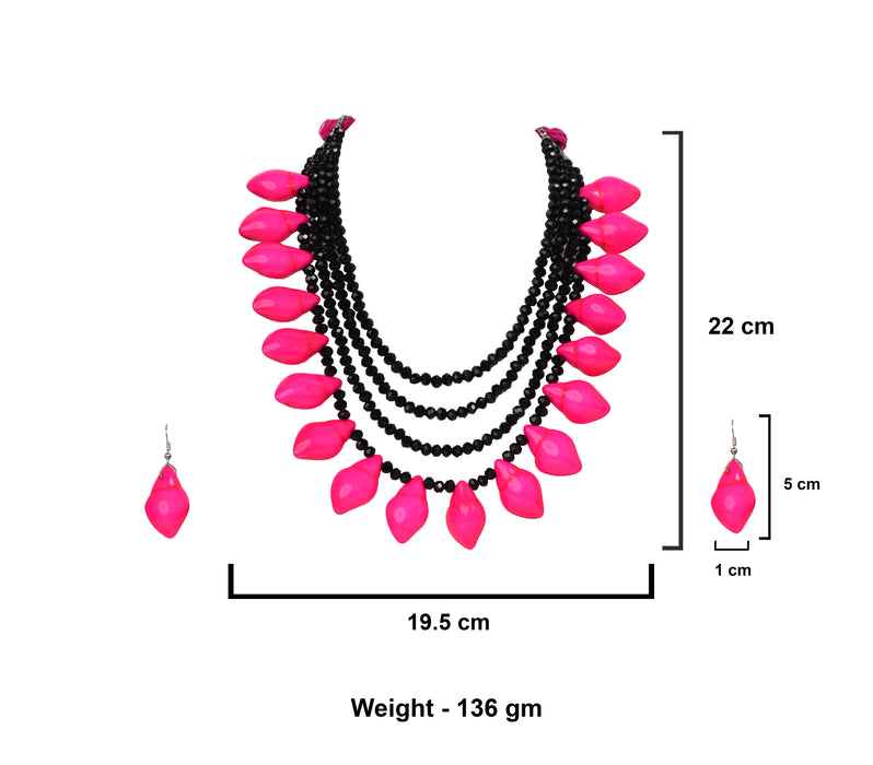 Handmade Boho Design Crystal Necklace Set Fused with Chemical Beads for Women and Girls-UFH388