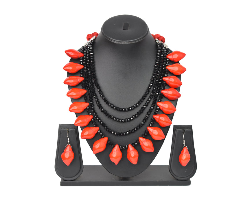 Handmade Boho Design Crystal Necklace Set Fused with Chemical Beads for Women and Girls-UFH388