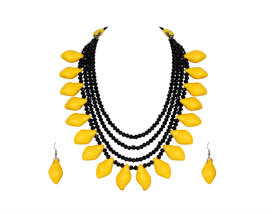 Handmade Boho Design Crystal Necklace Set Fused with Chemical Beads for Women and Girls-UFH388