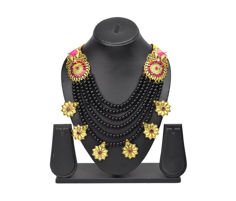 Stylish Golden Oxidised Fabric Necklace for Women and Girls-UFH397