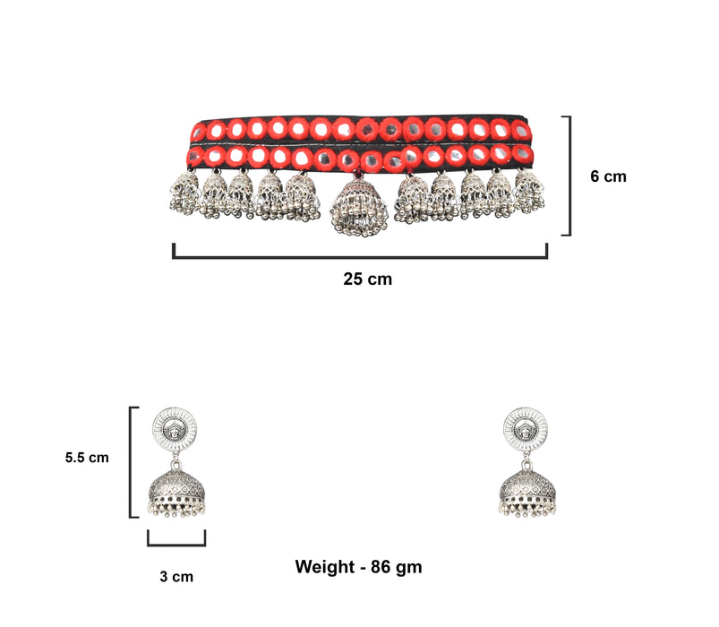 Ethnic Bohemian Statement Jhumka Choker Necklace Set for Girls and Women-UFH407