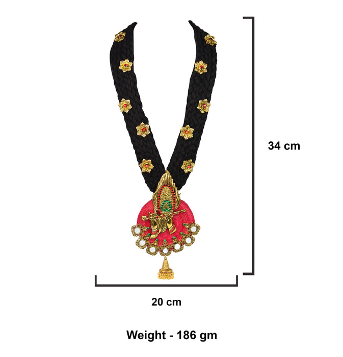RB India Jewellery Manufacturer Adorable Golden Oxidised Mor Pankh Bansuri Pendant Necklace with Jute, Fabric and Mirror Work for Women and Girls-RB416